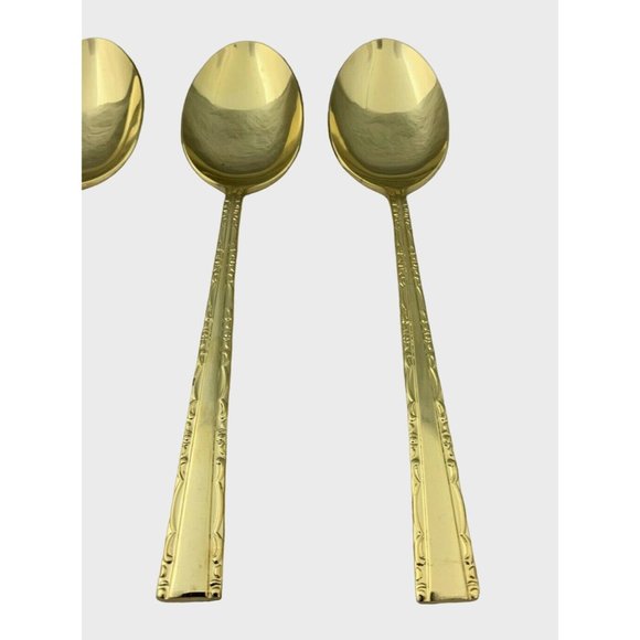 Towle Supreme Cutlery Japan TWS120-GOLD Gold Electroplate 4 Soup Spoons 7" - Picture 4 of 8